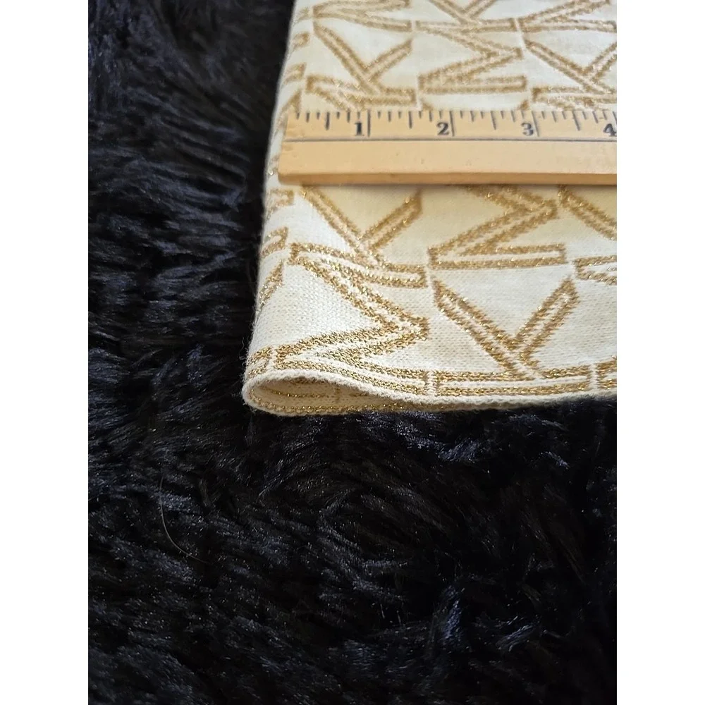 MICHAEL KORS MK Initials Signature Neck Scarf Cream‎ And Gold MSRP $78 63 Inches